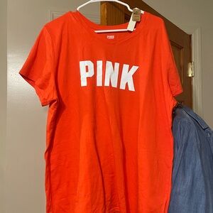 PINK Victoria's Secret Tee - Vibrant Orange-Red